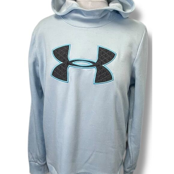 Under Armour Womens Fleece Logo Coldgear Hoodie, Blue, size L - Picture 2 of 9